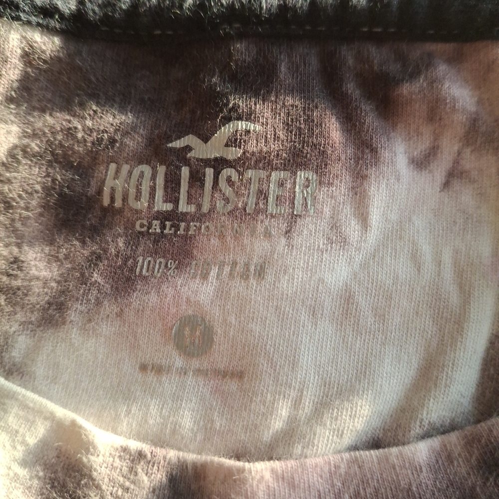 Hollister Black and Cream Tie-Dye Tee